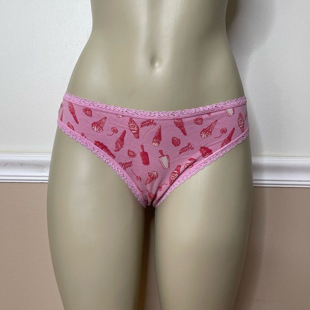 Victoria's Secret Pink Ice Cream Cotton Lace-Trim Bikini Panty